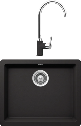 Комплект Мойка Schock Quadro 60 Cristalite неро + Смеситель Cristalite Simi неро