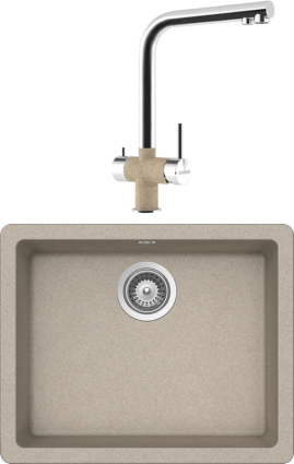 Комплект Мойка Schock Quadro 60 (N-100) Cristalite саббиа + Смеситель Cristalite Vitus саббиа