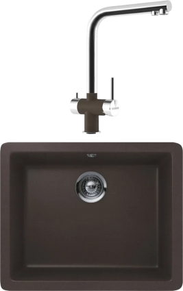 Комплект Мойка Schock Quadro 700521U 60 (N-100) Cristalite мокка + Смеситель Cristalite Vitus мокка