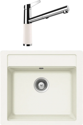 Комплект Мойка Schock Nemo 60 (N-100) Cristalite альпина + Смеситель Cristalite SC-510-D выдвижной излив, альпина