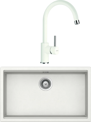 Комплект Мойка Schock Lahti 701051U 80 Cristalite альпина + Смеситель Cristalite Plutos-D выдвижной излив, альпина