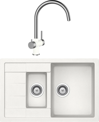 Комплект Мойка Schock Aster 60D Cristalite альпина + Смеситель Cristalite Ares альпина