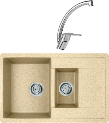 Комплект Мойка Whinstone Гурон 1 1/2B 1D сафари + Смеситель MEGA Mega MG-BMK016 хром