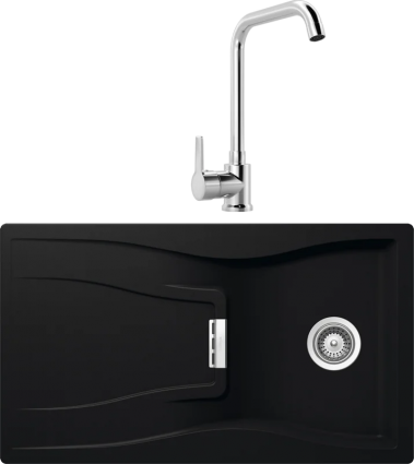 Комплект Мойка Schock Waterfall 45D (D-100) Cristadur пуро + Смеситель MEGA Ege MG-PL10 хром