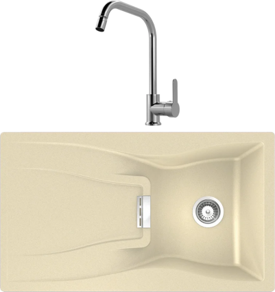 Комплект Мойка Schock Waterfall 45D (D-100) Cristadur аворио, интегрированная + Смеситель MEGA City MG- ZRV104 хром