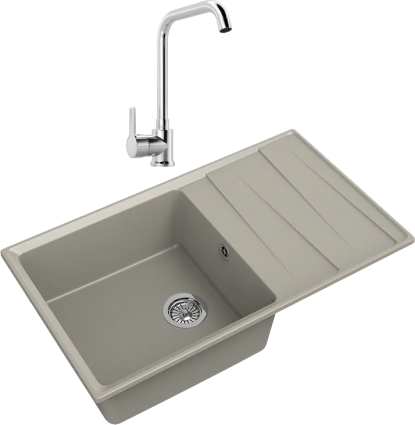 Комплект Мойка GranFest Level LV-860 L топаз + Смеситель MEGA Ege MG-PL10 хром