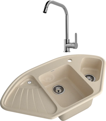 Комплект Мойка GranFest Corner C-1040E кашемир + Смеситель MEGA City MG- ZRV104 хром