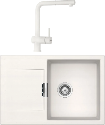 Комплект Мойка Schock Eton 50D Cristadur поларис + Смеситель Cristadur Epos-D full color выдвижной излив, поларис