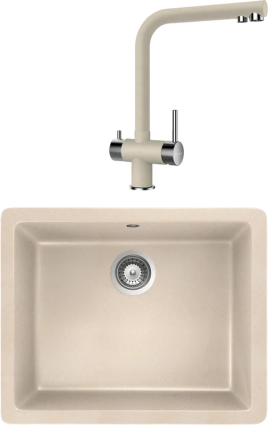 Комплект Мойка Schock Quadro 60 (N-100) Cristalite эверест + Смеситель Cristalite Wellus New эверест