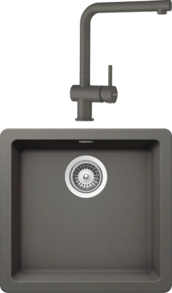 Комплект Мойка Schock Soho 700984U 50 (N-100S) Cristadur серебристый камень + Смеситель Cristadur Epos full color серебристый камень