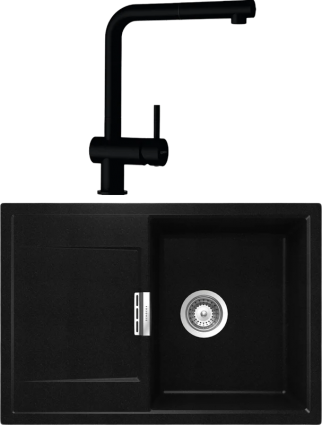 Комплект Мойка Schock Eton 45D Cristadur пуро + Смеситель Cristadur Epos-D full color выдвижной излив, пуро
