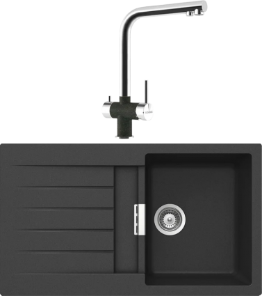 Комплект Мойка Schock Primus 45D (D-100) Cristalite оникс + Смеситель Cristalite Vitus оникс