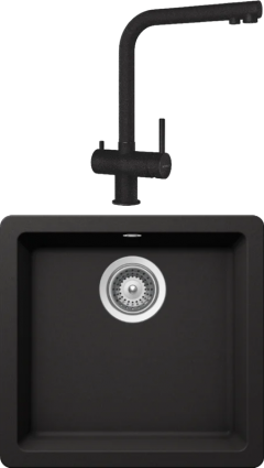 Комплект Мойка Schock Quadro 701046U 50 Cristalite неро + Смеситель Cristalite Vitus full colour неро