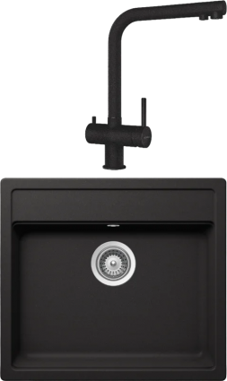 Комплект Мойка Schock Nemo 60 (N-100) Cristalite неро + Смеситель Cristalite Vitus full colour неро
