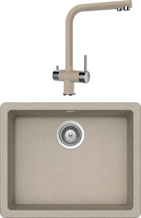 Комплект Мойка Schock Quadro 700522U 60 (N-100) Cristalite саббиа + Смеситель Cristalite Wellus New саббиа