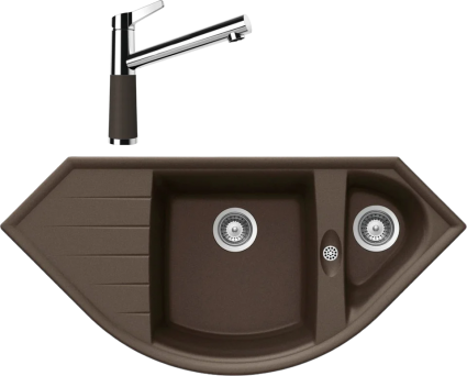 Комплект Мойка Schock Genius 90C (C-150) Cristalite мокка + Смеситель Cristalite SC-510 мокка