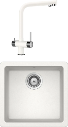 Комплект Мойка Schock Quadro 50 Cristalite альпина + Смеситель Cristalite Wellus New альпина
