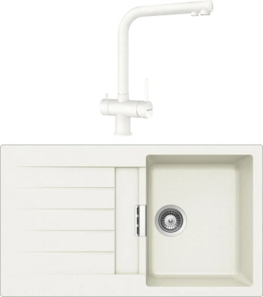 Комплект Мойка Schock Primus 45D (D-100) Cristalite альпина + Смеситель Cristalite Vitus full colour альпина