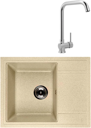 Комплект Мойка Whinstone Мунго 650 сафари + Смеситель MEGA Didim MG-CM107 хром