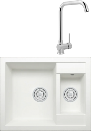 Комплект Мойка Tolero Classic R109/923 белая + Смеситель MEGA Didim MG-CM107 хром
