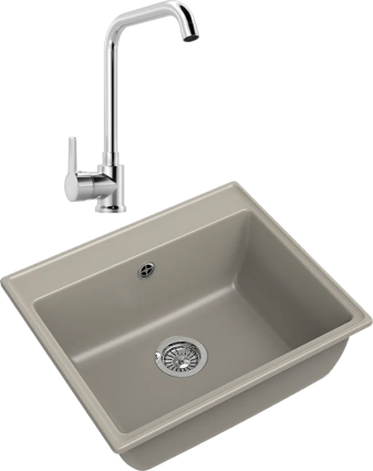 Комплект Мойка GranFest Vertex GF-V-580 топаз + Смеситель MEGA Ege MG-PL10 хром