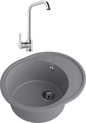 Комплект Мойка GranFest Urban 857L темно-серая + Смеситель MEGA Ege MG-PL10 хром