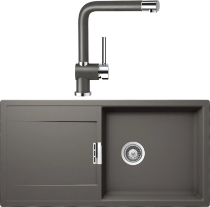 Комплект Мойка Schock Eton 60D Large Cristadur серебристый камень + Смеситель Cristadur Piega серебристый камень