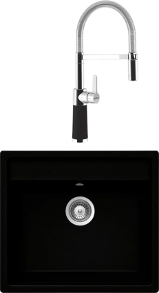 Комплект Мойка Schock Vero 60 (N-100) Cristadur пуро + Смеситель Cristadur SC-550 с гибким изливом, пуро