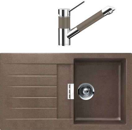 Комплект Мойка Schock Signus 45D (D-100) Cristadur бронза + Смеситель Cristadur SC-200 бронза