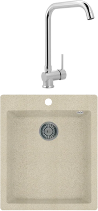 Комплект Мойка Whinstone Аркус Аркус 420 жасмин + Смеситель MEGA Didim MG-CM107 хром