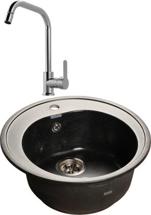 Комплект Мойка GranFest Rondo GF-R510 черная + Смеситель MEGA City MG- ZRV104 хром