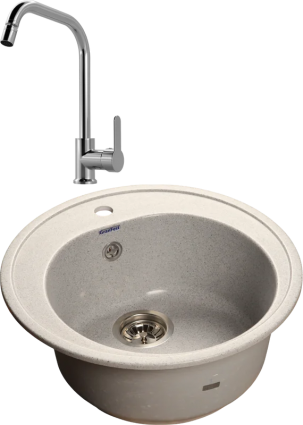 Комплект Мойка GranFest Rondo GF-R510 серый + Смеситель MEGA City MG- ZRV104 хром