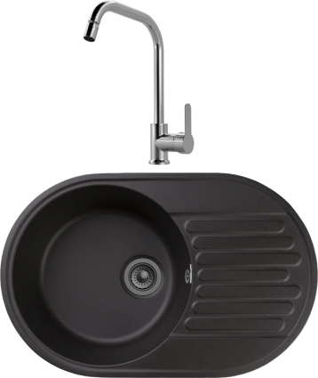 Комплект Мойка GranFest Quarz Z18 черный + Смеситель MEGA City MG- ZRV104 хром
