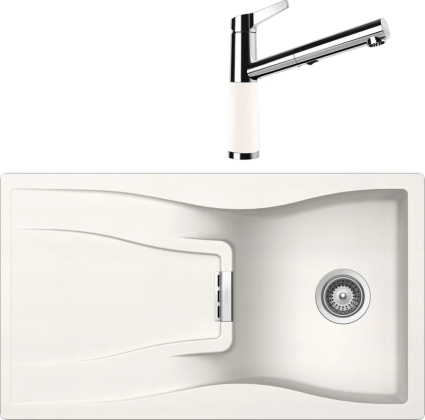 Комплект Мойка Schock Waterfall 45D (D-100) Cristadur поларис + Смеситель Cristadur SC-510-D выдвижной излив, поларис