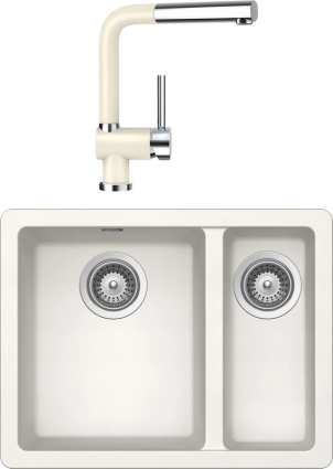 Комплект Мойка Schock Soho 60 Plus (N-150) Cristadur магнолия + Смеситель Cristadur Piega-D выдвижной излив, магнолия