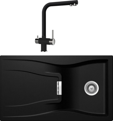 Комплект Мойка Schock Waterfall 45D (D-100) Cristadur магма + Смеситель Cristadur Wellus New магма