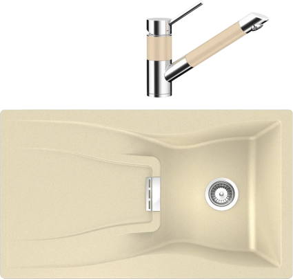 Комплект Мойка Schock Waterfall 45D (D-100) Cristadur аворио, интегрированная + Смеситель Cristadur SC-200 аворио