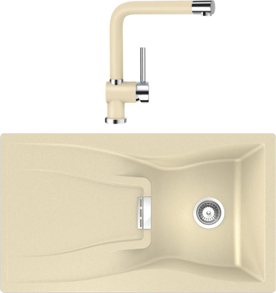 Комплект Мойка Schock Waterfall 45D (D-100) Cristadur аворио + Смеситель Cristadur Piega аворио
