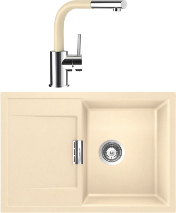 Комплект Мойка Schock Eton 45D Cristadur аворио + Смеситель Cristadur Nimbus-D выдвижной излив, аворио