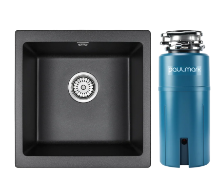 Комплект Мойка Paulmark Brilon PM104546-BL черный + Измельчитель Intenso