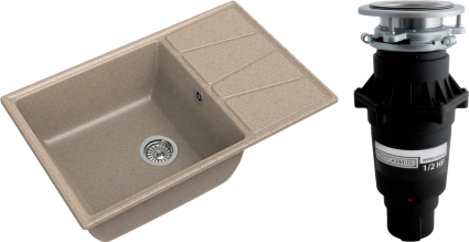 Комплект Мойка GranFest Vertex GF-V-780L песочная + Измельчитель Bone Crusher BC 810-SL Slim Line