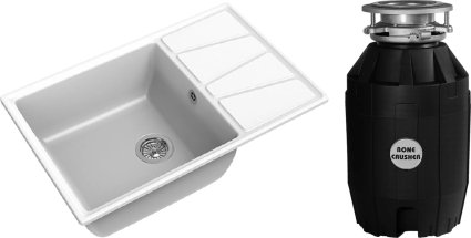 Комплект Мойка GranFest Vertex GF-V-780L иней + Измельчитель Bone Crusher BC 810-AS