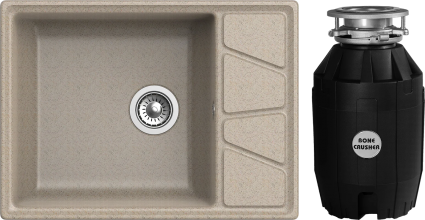 Комплект Мойка GranFest Vertex GF-V-680L песочная + Измельчитель Bone Crusher BC 810-AS