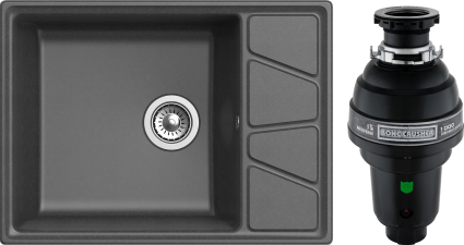 Комплект Мойка GranFest Vertex GF-V-680L графит + Измельчитель Bone Crusher BC 1000-AS