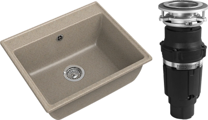 Комплект Мойка GranFest Vertex GF-V-580 песочная + Измельчитель Bone Crusher BC 610-AS