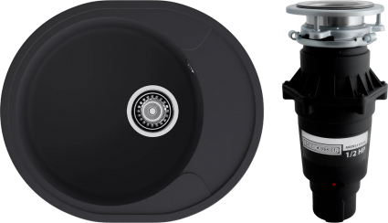 Комплект Мойка GranFest Urban 857L черная + Измельчитель Bone Crusher BC 810-SL Slim Line