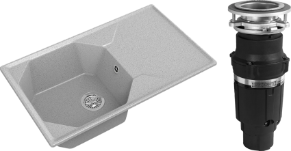 Комплект Мойка GranFest Unique U-840L серая + Измельчитель Bone Crusher BC 610-AS