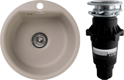 Комплект Мойка GranFest Smart SM 435 песочный + Измельчитель Bone Crusher BC 810-SL Slim Line