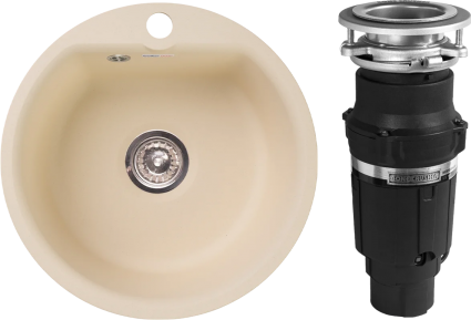 Комплект Мойка GranFest Smart SM 435 бежевый + Измельчитель Bone Crusher BC 610-AS