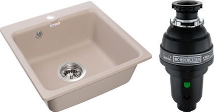 Комплект Мойка GranFest Smart SM 430 песочный + Измельчитель Bone Crusher BC 1000-AS